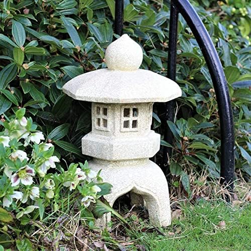 Buddha Statue,Japanese Pagoda Solar Light Garden Statue Japanese Buddha Sculpture Lantern Zen Decor,White - Image 3