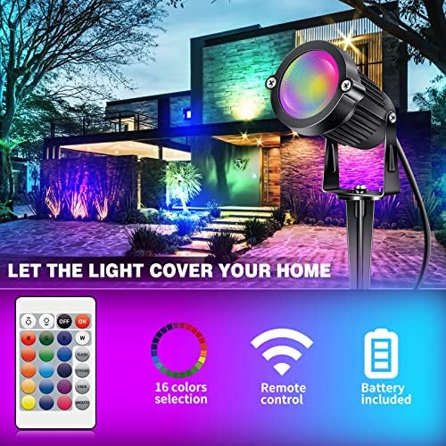 RGB+W Low Voltage Landscape Lights with Remote Control 5W 12V Landscape Lighting LED 16 Color Changing Spotlights Outdoor Waterproof Pathway Lights Garden Decorative(Not Include Transformer) - Image 4