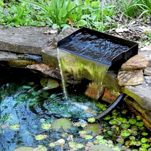 POPOSOAP Pond Waterfall with Pump Kit, 304 Stainless Steel Waterfall Spillway with 40W 660GPH Pump, Pond Spillway with 9.8FT Corrugated Tubing for Garden (12inch)-P43 - Image 6