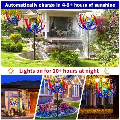 70 in Large Wind Spinners Outdoor, Solar Wind Sculpture, Violet Blue - Image 4