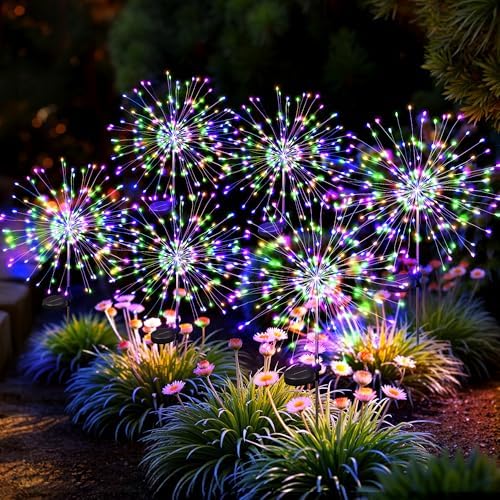 6Pack Solar Lights Outdoor, Multicolor Firework Lights by Suncket