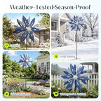 Homdox 84" Outdoor Metal Windmill, Large Kinetic Sculpture, Patio Art Decor - Image 2