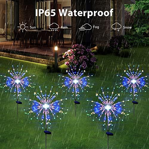Solar Garden Firework Lights Outdoor Waterproof 6 Pack, 120 LED Sparklers, Colorful, for Patio, Backyard, Sidewalk, Christmas, Parties - Image 5