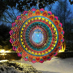 FONMY Solar Wind Spinner Mandala Flame 3D Stainless Steel Hanging Wind Spinners Worth Gift Christmas Decoration Indoor/Outdoor Garden Décor Kinetic Yard Art 12 Inches Multi Red Wind Sculpture - Image 6