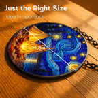 Stained Glass Window Hanging，Starry Night Camping Scene 11.8in Sun Catchers Indoor Window, Home Decor Inside and Outside the Cottage, Gifts for Women - Image 6