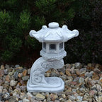 Concrete Pagoda Figurine Asian Garden Lantern Decoration Pagoda for Candles Sculpture Zen Garden Style - Image 2