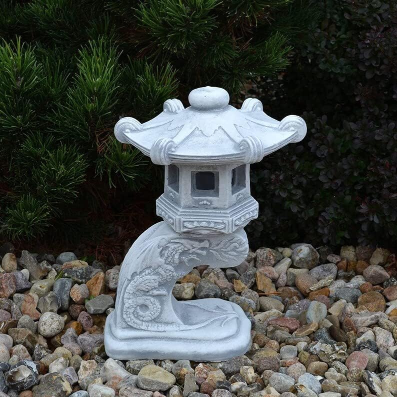 Concrete Pagoda Figurine Asian Garden Lantern Decoration Pagoda for Candles Sculpture Zen Garden Style - Image 2
