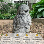 OLOMA Concrete Owl Garden Statue Handmade Cement Hooter Sculpture Outdoor Night Bird Garden Figurine Lawn Ornament Patio Porch Decor Flower Bed Accent Backyard Landscape Sculpture Owl Lover Gift - Image 2