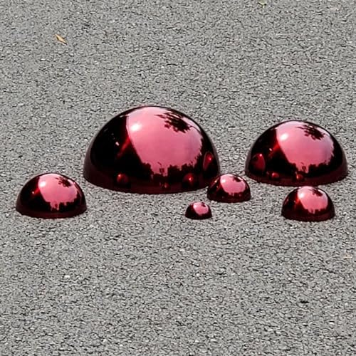 6Pcs Hemisphere Gazing Ball, Stainless Steel Mirror Polished Hollow Half Balls, Seamless Gazing Hemisphere Hollow Floating Reflective Hemisphere for Home Pond Outdoor Wall Decor (Red) - Image 3