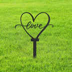 Love Heart Metal Garden Stake Decorative, Heart Shape with Script Design Silhouette Statues for Yard Art, Outside, Patio, Outdoor Decor, Garden Decorations, Lawn Ornaments - 16" Black by SIGNLEADER