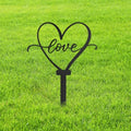 Love Heart Metal Garden Stake Decorative, Heart Shape with Script Design Silhouette Statues for Yard Art, Outside, Patio, Outdoor Decor, Garden Decorations, Lawn Ornaments - 20" Black by SIGNLEADER