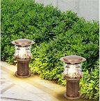 Rustic Industrial Outdoor Bollard Light | IP65 Waterproof LED Pathway Lamp with Clear Glass Anti-Rust Bronze Finish | Vintage Garden Column Light for Yard, Patio, Walkway, Driveway Lighting - Image 2