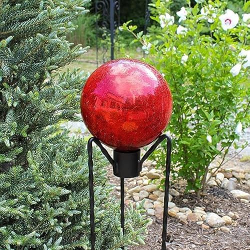 10-in Gazing Globe Decorative Gazing Globe Ball Glass Mirror Polished Hollow Reflective Garden Sphere for Home Garden Lawn Outdoor and Yard, Red - Image 6