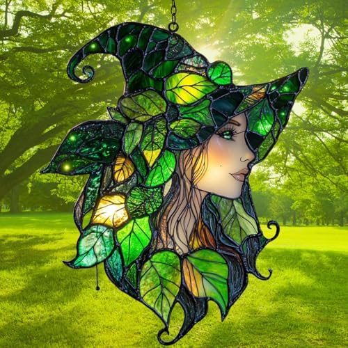 Leafy Witch Acrylic Suncatcher - Image 3
