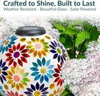 Sunnydaze Midsummer Dahlias 10” Glass Solar Gazing Ball for Garden and 9” H Black Steel Gazing Ball Stand - Image 4