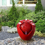 Teamson Home Outdoor Pot Fountain with LED Lights and Pump, Floor Water Fountain for Patio, Garden, Backyard, Decking Home Décor, 16.93 Inch Height, Red - Image 3