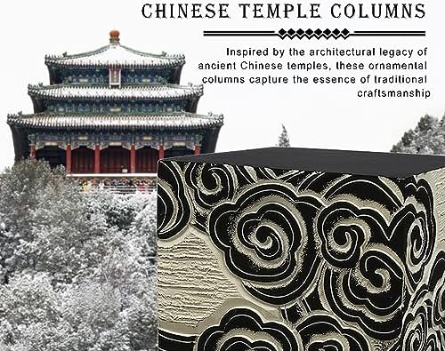 ARCVOX 2.3/2.9/3.6ft Asian Pillar Outdoor Decoration, Flower Pot Columns for Backyard, Faux Stone House Decor Sculpture, Ornament for Landscape Scene Layout (Color : Gold, Size : Size L) - Image 3