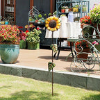 E-view Metal Sunflower Garden Stakes - Spring Outdoor Decorative Plant Flower Stake - Lawn & Yard Ornaments 39" Tall - Image 2