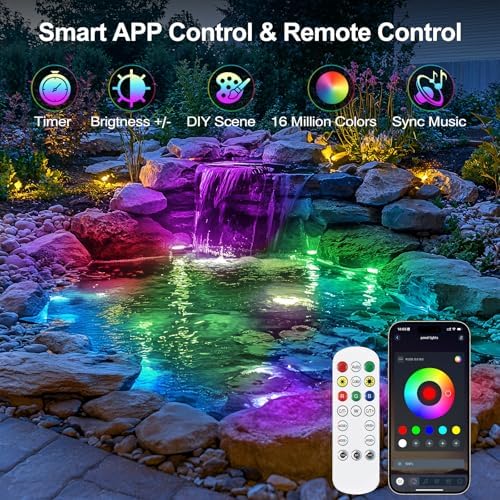 6W Pond Light LED Underwater with 12V Transformer & APP, 2 SpotLights - Image 3