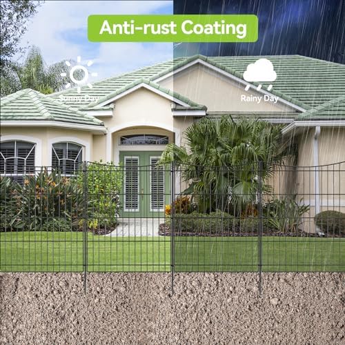 INJOPEXI Decorative Garden Fence 6 Panels 11.8ft(L)×30in(H) Garden Fences Outdoor with 6 Panels Rustproof Metal Wire No Dig Temporary Animal Barrier Fencing for Backyard Patio - Without Fence Gate - Image 4