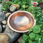 Handcrafted Hammered Copper Birdbath Bowl Rolled Edge Outdoor Garden Wildlife Water Vessel Patio Yard Landscape Accent - Image 6