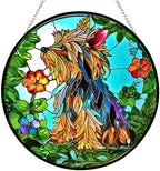 Yorkie Stained Glass Suncather Window Hangings, Suncatchers Glass Panel Sun Catchers Gifts Home Decor Garden Christmas Halloween Wedding 11.8" by HYPESTYLE