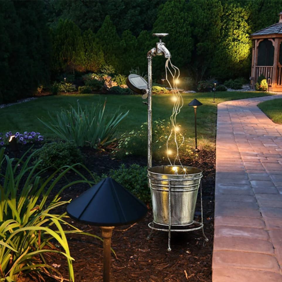 Milisten Solar Garden Planter Lights Retro Iron Design Outdoor Solar Watering Can Decoration for Lawn Patio and Garden Decorative and Landscape - Image 4