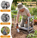 Garden Kneeler & Seat with 4-Piece Gardening Tool Set, Brown - Image 5