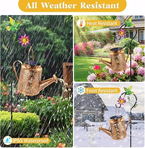 Big Solar Lanterns Outdoor Waterproof, Gifts for Mom Grandma Women Wife Daughter Mother's Day, Hummingbird Sunflower Watering Can with Shepherd Hook, Hanging Lanterns, Solar Path Lights Outdoor Decor - Image 7