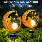 Solar Garden Decor Outdoor Statue, 2 Pack Moon Fairy Garden Figurines with Cat&Dog Design Birthday Gifts for Mom Women Grandma Solar Stake Lights for Patio, Yard, Lawn, Pathway (Warm White) - Image 6