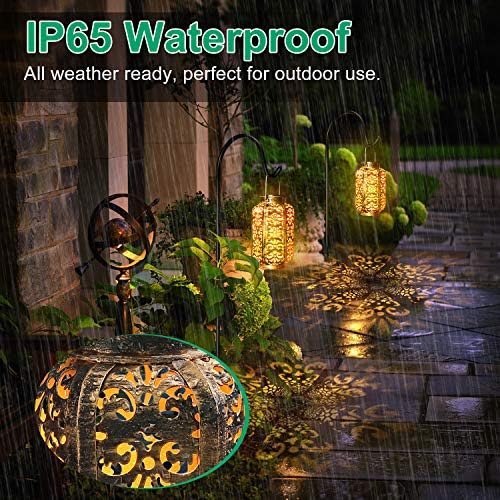URPOWER Solar Lights Outdoor Metal Solar Lantern Outdoor Hanging Retro Decorative Lanterns with Durable Handle Solar Powered Waterproof LED Table Lanterns Lighting for Yard Tree Fence Patio , 2 Pack - Image 5