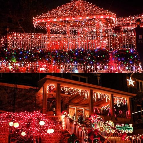 Solar Christmas Lights Outdoor 2 Pack 144FT 400LED Solar String Lights Red - Image 3
