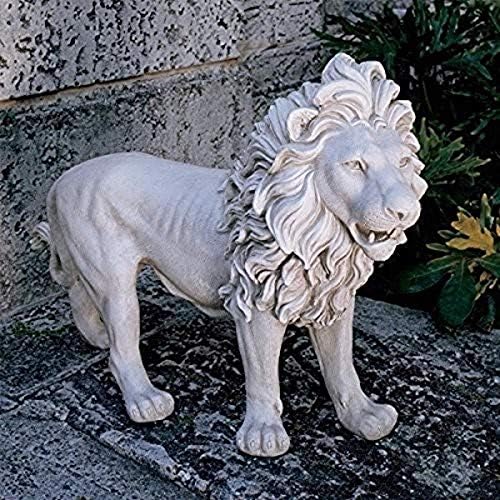 Design Toscano Regal Lion Sentinel of Grisham Manor Outdoor Entryway Garden Statue, Left, 37 Inch Tall, Cast Stone Resin, Antique Stone by DesignToscano