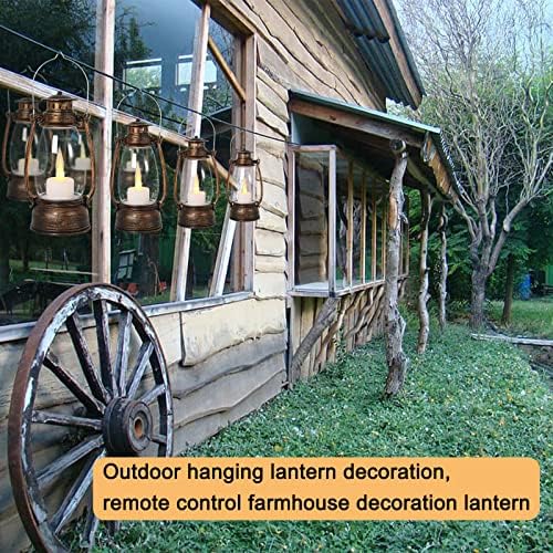 Vintage Lantern Decor, 4-Pack Flickering LED Candle Lantern with Remote Small Sized Lantern Indoor Outdoor Hanging Lanterns for Wedding Centerpiece,Halloween,Christmas,Farmhouse Decorations - Image 7