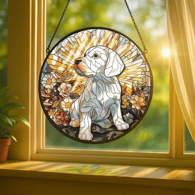 Stained Glass Window Hanging - American Shorthair Cat with Blue Glass Glow 11.8in Sun Catchers Indoor Stained Glass Panels Wall Decor for Mom, Wife, Lovers, Festive - Image 2