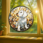 Stained Glass Window Hanging - American Shorthair Cat with Blue Glass Glow 11.8in Sun Catchers Indoor Stained Glass Panels Wall Decor for Mom, Wife, Lovers, Festive - Image 2