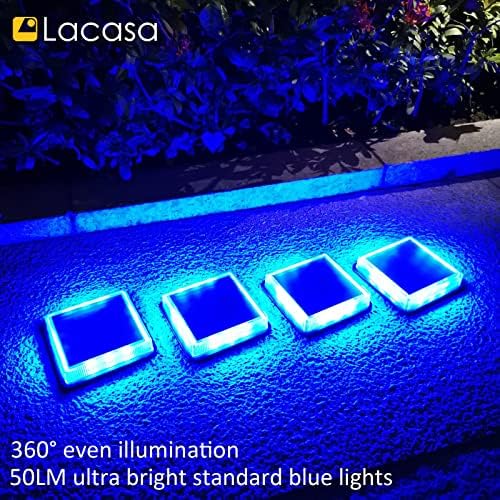 Lacasa Blue Solar Deck Lights 4 Pack, Dusk to Dawn Large Battery Step Lights, Big Solar Powered Waterproof Dock Lights, LED Solar Lights Outdoor Garden Stair Driveway Walkway Pathway Warning Lamp - Image 7