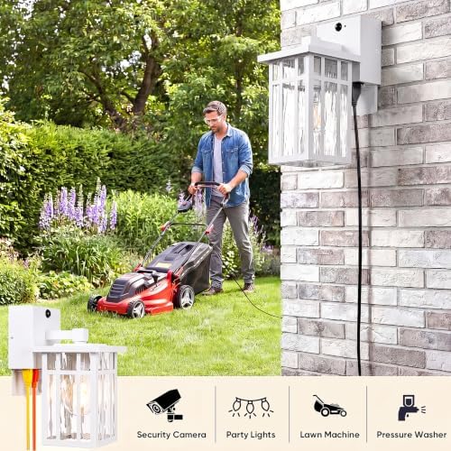 BesLowe 10'' Motion Sensor Outdoor Wall Light with GFCI Outlet, Matte White - Image 6