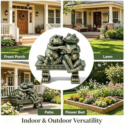 Teaeeno Garden Frog Statue, Weatherproof Reading Frogs Outdoor Sculpture - Image 7