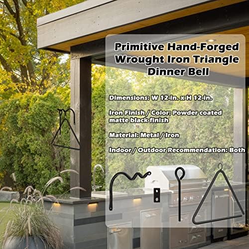 Sunluway 12 Inch Triangle Dinner Bell - Iron Triangle Chime with Striker & Wall Bracket Mounts - Outdoor/Indoor Triangle Bell - Image 2