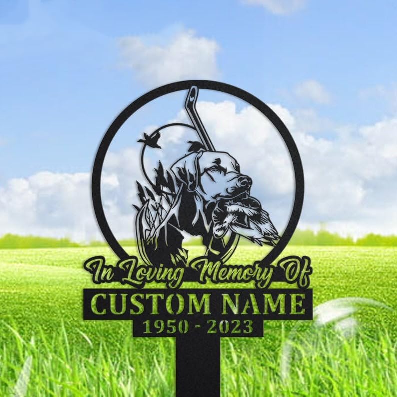 DINOMAN Personalized Memorial Plaques for Outdoors Dog Duck Hunting Grave Marker Metal Garden Stakes Hunter Memorial Gifts Sympathy Gifts for Loss of Loved One (Duck Hunting) - Image 3