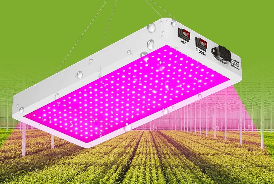 300W LED Compact Red-Blue Spectrum Plants Grow Lights with 192 Energy-Saving Lamp Beads, VEG/BLOOM Switchable Modes, 100-277V Wide Voltage US Plug for Desktop Planting, Succulents And Seed Germination - Image 2