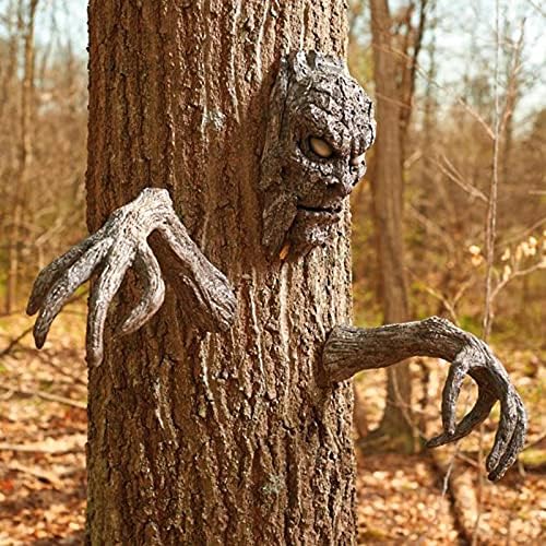 Halloween Decoration Tree Bark Monster Yard Decor, Halloweens Face Props, Bark Face Tree Person Decoration for Garden and Halloween, Outdoor Scary Spooky Facial Hanging Ornament (Set) by Unknown