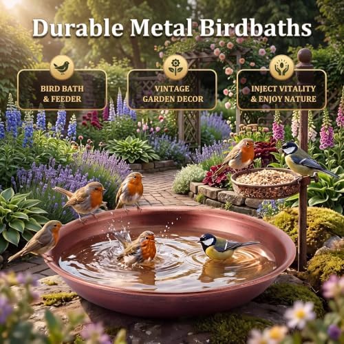 Bird Bath Bowl Outside, Large Bird Bath Bowl Replacement, Standing - Image 5
