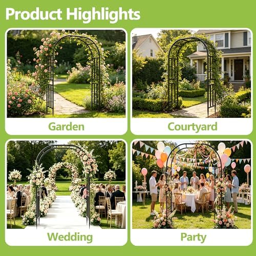 Heavy Duty Garden Arch Arbor Trellis 94.5" H*63" L(16MM Pipe) - Image 7