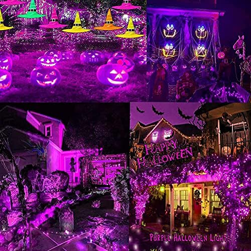 Solar Halloween Lights Outdoor 2 Pack 480 LED Solar String Lights Purple - Image 2