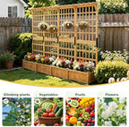 Aoxun 144" Raised Garden Bed with Trellis, Wood Planter Container with Hanging Roof & Garden Boxes for Climbing Plants Flowers Vine (4 piece) - Image 4