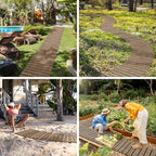 Amazer Wooden Garden Pathway, 12 FT Roll Out Straight Walkway, Widened Plank Non-Slip Outdoor Walkway Path with 8 Stakes, Garden Lawn Pavers for Outside Walkway Backyard Wedding Party Boardwalk, Brown - Image 2