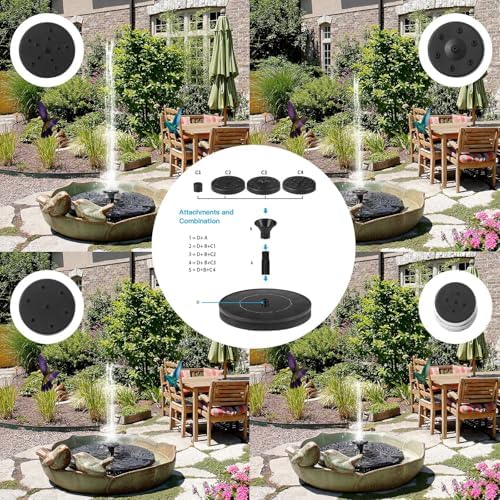 SiliFine Solar Fountain Ceramic Bird Bath for Outdoors Patio Yard Lawn - Image 3