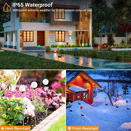 OxyLED Solar Globe Lights Outdoor 4 Pack LED Garden Stake Lights Waterproof - Image 4